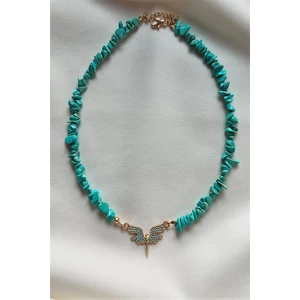 Bade Accessories Turkuaz Melek Kırıktaş Doğaltaş Kolye