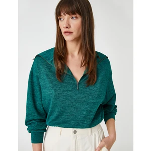 Yarım Fermuarlı Sweatshirt Dik Yaka
