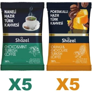 Portakallı ve Naneli Hazır Türk Kahvesi 100 gr Karma Paket ( 5 Adet + 5 Adet)