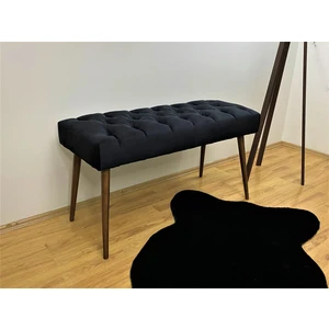 Soft Home Ardil Siyah Puf Bench Ceviz Ayak