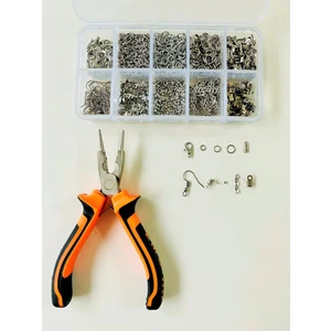 Yağmur Gökçe Kutulu Metal Set 2 - 970 Adet Küpe Kolye Bileklik Yapım Seti Takı Malzemeleri Penseli