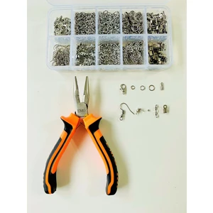 Yağmur Gökçe Kutulu Metal Set 3 - 970 Adet Küpe Kolye Bileklik Yapım Seti Takı Malzemeleri Penseli