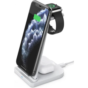 3 In 1 15W Kablosuz Şarj Standı Apple Watch Airpods Kablosuz Şarj Istasyonu Beyaz