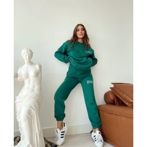 Amor Man Özel Tasarım Motto Baskılı Yuvarlak Yaka 3 İplik %100 Pamuk Tam Kışlık Kadın Eşofman Takımı