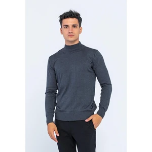 Erkek Slim Fit Düz Renk Balıkçı Yaka Boğazlı Kazak