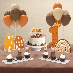 Hey Parti Boho Baby Natural Gökkuşağı Temalı 1 Yaş Doğum Günü Parti Seti - Mini