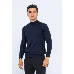 Erkek Slim Fit Düz Renk Balıkçı Yaka Boğazlı Kazak