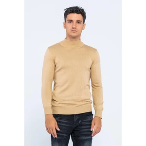 Erkek Slim Fit Düz Renk Balıkçı Yaka Boğazlı Kazak