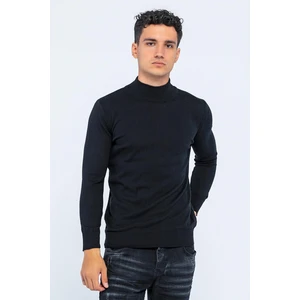 Erkek Slim Fit Düz Renk Balıkçı Yaka Boğazlı Kazak