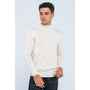 Erkek Slim Fit Düz Renk Balıkçı Yaka Boğazlı Kazak