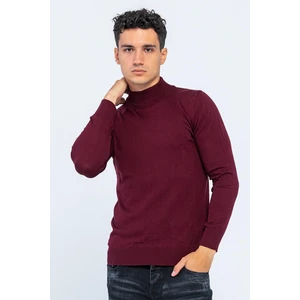 Erkek Slim Fit Düz Renk Balıkçı Yaka Boğazlı Kazak