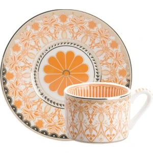 Çırpan Ev Turuncu Desenli Tek Kişilik Türk Kahvesi Fincanı