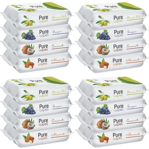 Pure Baby Wipes Islak Havlu Mendil 50 Yaprak 16 Lı Set (800 Yaprak) (Meyveli)
