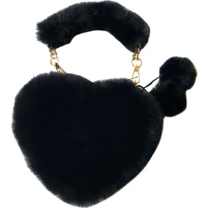 QiQi Store El Çantası Peluş Kadın Kalp Şekilli Zincir Çanta Küçük Top Kolye Sevimli Bayan Çanta ile (Yurt Dışından)