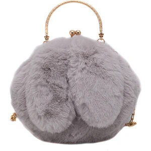 QiQi Store Kadın Tavşan Kulak Zinciri Peluş Çanta Kızlar Akşam Debriyaj Çanta Çanta Omuz Crossbody Çanta Çanta Çanta (Yurt Dışından)