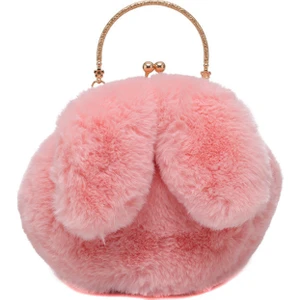 QiQi Store Kadın Tavşan Kulak Zinciri Peluş Çanta Kızlar Akşam Debriyaj Çanta Çanta Omuz Crossbody Çanta Çanta Çanta (Yurt Dışından)