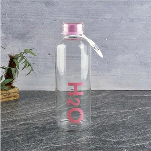 Borosilikat Cam Matara Pembe H2O Desenli 1litre