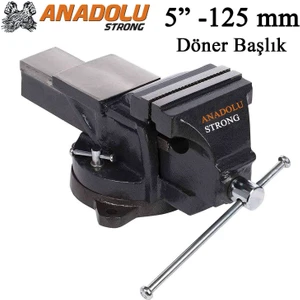 Anadolu Strong Büyük Boy 125MM 5" 360" Dönerli Taban Dövme Çelik Sabit Tezgah Masa Mengenesi