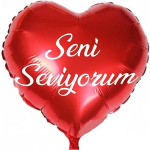 Best Parti Seni Seviyorum Baskılı Kırmızı Kalp Folyo Balon Sevgililer Günü 45 cm (1 Adet )