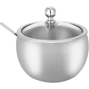 Paslanmaz Çelik Şekerlik Baharat Kavanozu Çeşni Pot Baharat Konteyner Teneke Kutu Şişe Kapaklı Kaşık Mutfak Aletleri Alet Can|şeker ve Kremalı Tencereler (Yurt Dışından)