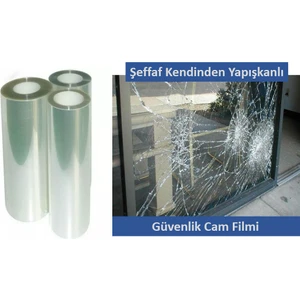 Kendinden Yapışkanlı Şeffaf Cam Koruma Güvenlik Cam Filmi