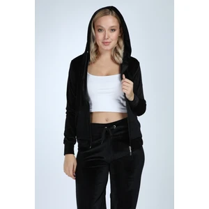 Kadın Siyah Taşsız Bol Paça Kadife Eşofman Takımı – Yumuşak Dokulu, Bol Paça, Sonbahar/Kışa Uygun Klasik-Modern Tasarım