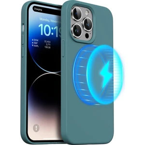 M.TK Moveteck iPhone 14 Pro Kılıf Magsafe Wireless Şarj Özellikli Sıvı Jel Lansman Renkli Silikon Kılıf