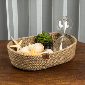 Dekoratif Jüt Sepet  Oval  Büyük Boy