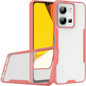 M.TK Moveteck Vivo Y35 Uyumlu Kenarı Pastel Renkli Yumuşak Doku Ince Şeffaf Arka Kapak