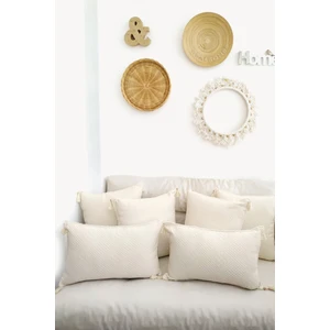 Realhomes 6’lı Set Kare & Dikdörtgen Handmade Elişi Natural Buldan Bezi Otantik Organik Pamuklu Püsküllü Kırlent Kılıfı