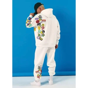 Amor Man Özel Tasarım Kapüşonlu Movıe Club Emojiler Baskılı %100 Pamuk Tam Kışlık Hip  Hop  Erkek Eşofman  Takımı