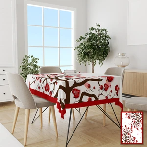 Pusula Home Sevgililer Günü Temalı Kalpli Ağaç Desenli Masa Örtüsü
