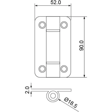 Hafele Menteşe Yaylı 52X90MM Mat Paslanmaz
