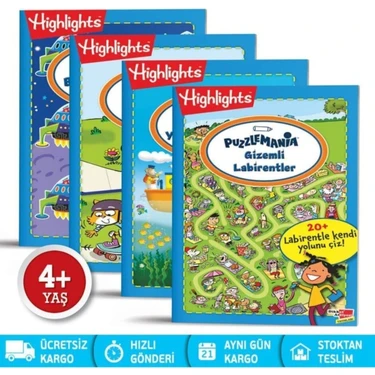 Dikkat Atölyesi Yayınları Highlights Puzzlemania On The Go 4'lü Set Eğitici Oyun 4+ Yaş