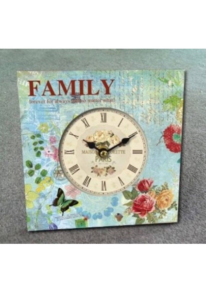 Mutfak Saatleri Serisi-Mb Kare Famıly Temalı Duvar Saati-Küçük-16*16*3 CM