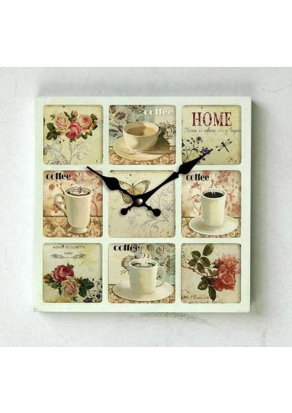 Mutfak → Ahşap Saatler → Saatler-Mb Kare Kahve Temalı Duvar Saati-30*30*3,5 CM