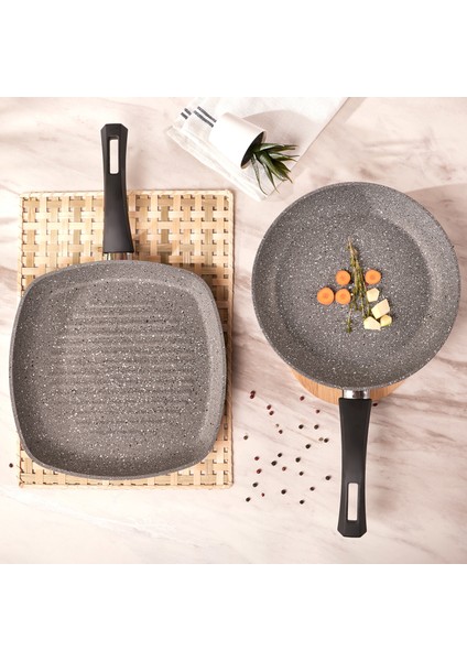 Gris Bio Granit Tava ve Grill Seti