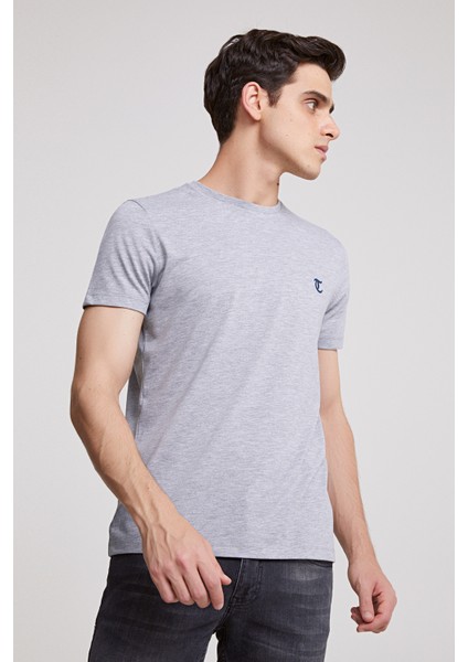 Twn Slim Fit Gri Düz T-Shirt 8EC148551753M