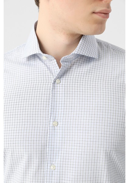 Slim Fit Lacivert Armürlü Gömlek modelleri