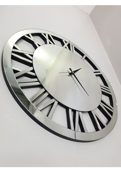 Future Roma Silver Model Gümüş Renk 70 Cm Dekoratif Aynalı Duvar Saati modelleri