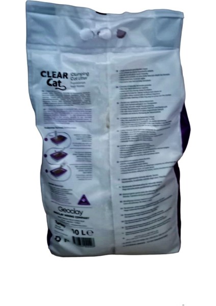 Clear Cat 1 Adet Kedi Kumu 10 Lt Lavanta Topaklanan Kedi Kumu Doğal Bentonit