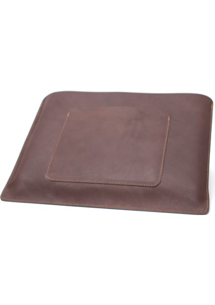 Hakiki Deri Kahve El Yapımı Dosyalık Laptop - Macbook Kılıf - Mouse Pad GK01