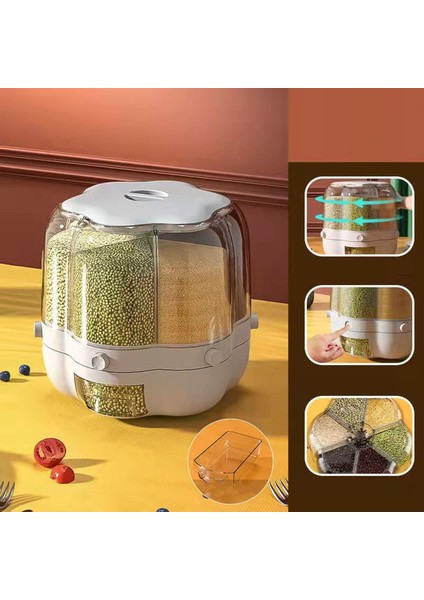 Kapalı Pirinç Saklama Kabı Çoklu Bölme Ölçümleri Beyaz 9 kg. 6 Izgara (Yurt Dışından) modelleri