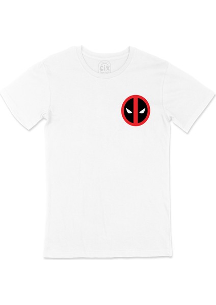 Deadpool Cep Logo Tasarımlı Beyaz Tişört