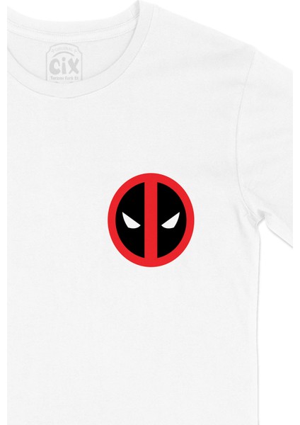 Deadpool Cep Logo Tasarımlı Beyaz Tişört