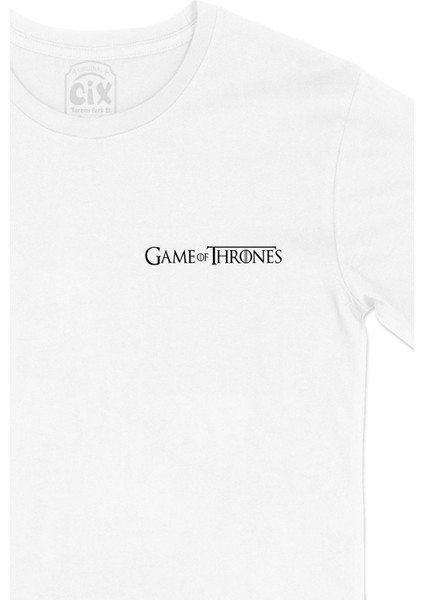Game Of Thrones Logolu Cep Logo Tasarımlı Beyaz Tişört fiyatları