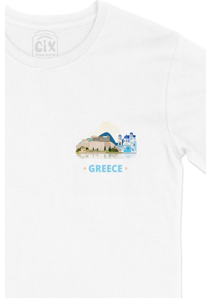 Yunanistan Cep Logo Tasarımlı Beyaz Tişört fiyatları