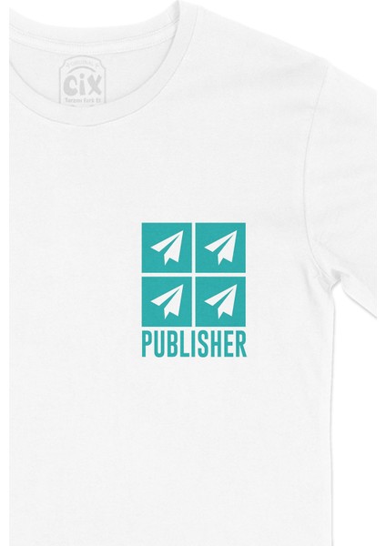 Publisher Cep Logo Tasarımlı Beyaz Tişört fiyatları