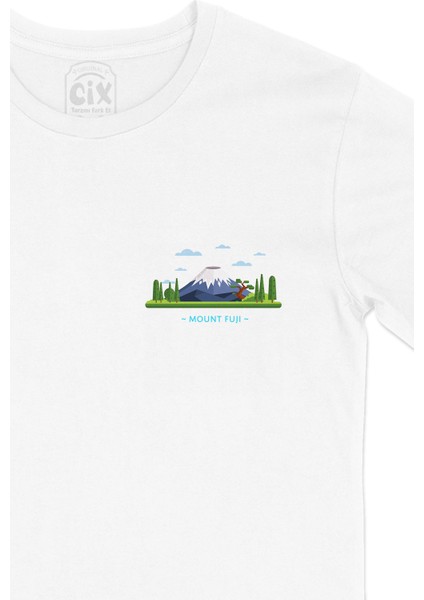 Fuji Dağı Cep Logo Tasarımlı Beyaz Tişört fiyatları
