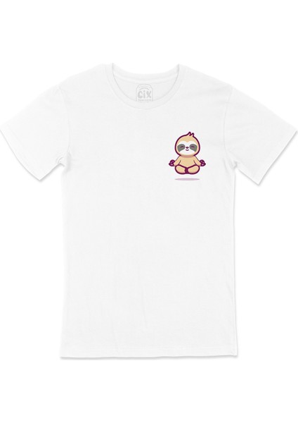 Mindfulness Panda Cep Logo Tasarımlı Beyaz Tişört